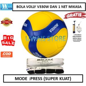 BOLA VOLLY MIKASA V300W DAN NET VOLI MIKASA GOLD - BOLA VOLI STANDAR INGTERNASIONAL - BOLA LIGA PRO - BOLA VOLLY/VOLI/VOLY