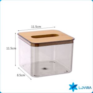 LoviRa Tissue Box Gray Transparent Nordic Style Paper Roll Box Desktop Storage Box S/M/L