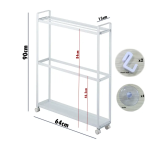 Towel Rack Standing With Wheels 3 Tiers Metal Towel Drying Rack With Handle And 2 Hooks Movable Gap Storage Cart Towel Holder Kitchen Narrow Shelf Rack Slim Storage Rack Organizer Multifunction Storage Rack For Bedroom Bathroom Balcony