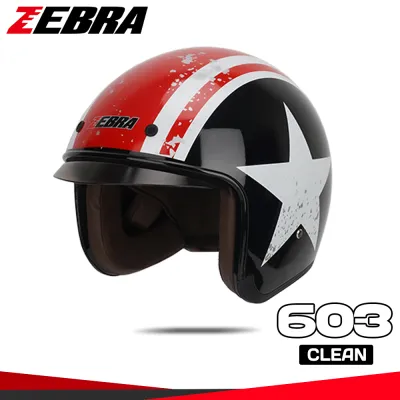 zebra 603 Retro classic Helmet Half Face Motorcycle Helmet Dual Visor Unisex Smoke visor Vintange Helmet