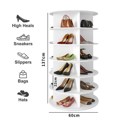 4-6 Tier Rotating Shoe Rack Tower 360° Revolving Shoe Display Rack Free Standing Shoe Organizer Lazy Susan Bag Display Rack Storage Round Carousel for Entryway Living Room Hallway