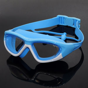 Swimming Goggles for Kids Adjustable HD Anti-Fog Kids for Children with Silicone One-Piece Earplugs Swimming Glasses
