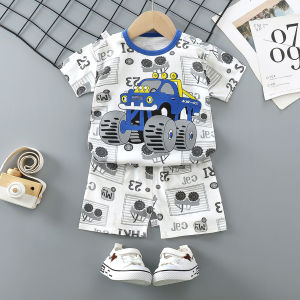 New Kids Boys Animal-Themed Print T-shirt & Shorts Set - Breathable Cotton - Fits 6m-6yrs