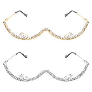 Glittering Metal Eyewear Decorated Rhinestones Accents Fashion Costume Accessories For Cosplayers And Trendsetters