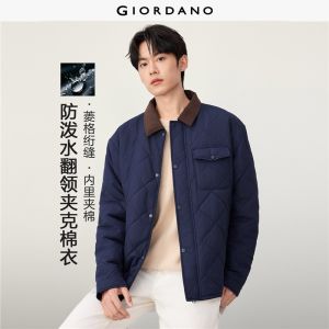 Giordano Beau Monde Men Corduroy collar cargo quilted jacket Free Shipping 13076727