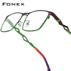 FONEX Colorful Pure Titanium Glasses Frame Men New Brand Design Vintage Square Eyeglasses Women Retro Japanese Eyewear 85921