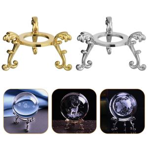 LOPU Gold-plated 1Pcs Craft Display Home Decor  Ornament Fixed Crystal Ball Stand Support Base Display Holder Photography Props