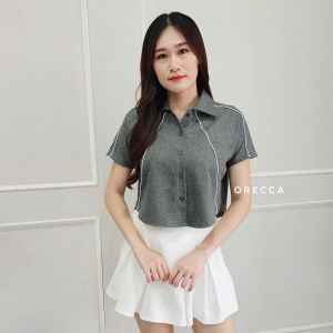 Jovie Top Lengan Pendek Crop Atasan Wanita Orecca
