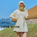 Mid length sun protection clothing for women in summer 2024 thin neck protection cardigan sun protection clothing UV protection high aesthetic value ultra-light and thin. 