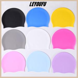 LEYOUFU Silicone World Silicone Swimming Cap Men Women Long Hair Waterproof Color High Elastic Adults Swim Pool Hat Diving Hat