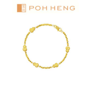 Poh Heng Jewellery 22K Glimmering Gourd Bracelet in Yellow Gold [Price By Weight]
