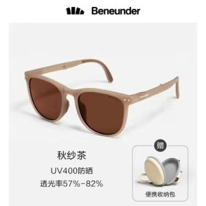BENEUNDER Ultra-Light Foldable Sunglasses Polarized Nylon Sunscreen Block Glare Driving Vintage Versatile Fashion UV resistant 蕉下可折叠墨镜夏季防紫外线高档太阳镜