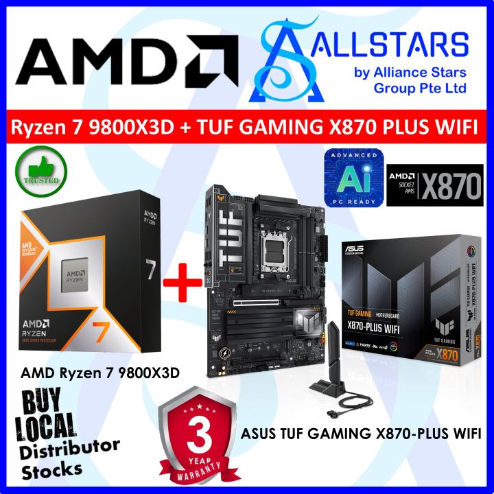 (ALLSTARS : CPU + Mainboard Bundle) AMD Ryzen 7 9800X3D AM5 Box +ASUS ...