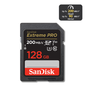SANDISK SD card Extreme Pro 128GB (200/90MB/s R/W) UHS-I U3 C10 V30 4K sdcard แท้ memory card camera SDXC เมมกล้อง Mirrorless DSLR เอสดีการ์ด Synnex