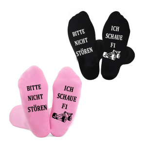 1 Pair Novelty Funny Race Socks with Silicones German Letters Breathable Cotton Antislip Designs Socks for Athletes
