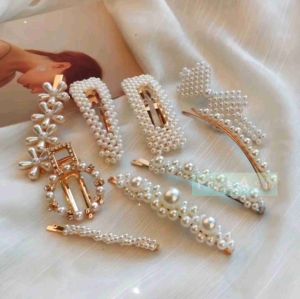 Korean style women and kids pearl diamond gold pretty hair clips pins hair accessories