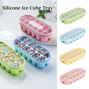 1 Pc Food-Grade Silicone Push-Type Ice Tray with Lid Household Ice Cube Mold Making Kit for Homemade Ice Storage