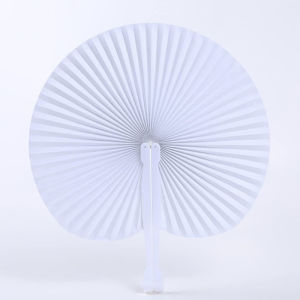 10pcs Heart Shape Paper Fan Blank Folding Fan Handheld Fans Wedding Dekorasi