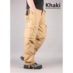 Mens Cargo Long Pants Regular Fit with Multi-Pocket (BLACK & DARK BLUE) ~ [READY STOCK]