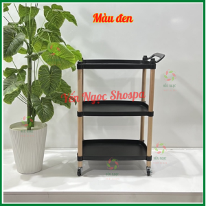 Xe đẩy Spa đa năng khung gỗ chắc chắn | Xe đẩy gỗ spa mặt nhựa ABS | Kệ spa 3 tầng