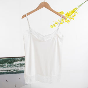 #3858 เสื้อซับสายเดี่ยวแต่งลูกไม้ เสื้อสายเดี่ยวผู้หญิง สามสี ดำ-ขาว-ครีม  size: L/XL/2XLราคาขายส่งจัดส่งในวันเดียวกัน