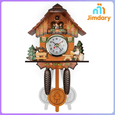 Jimdary นาฬิกา Cuckoo Nordic Retro ไม้ลูกตุ้มนาฬิกาสำหรับห้องนั่งเล่นตกแต่งบ้าน CM006