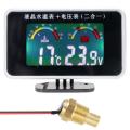 AUTOFun 2in1 LCD Alat Pengukur Digital Tegangan Tekanan/Suhu Air Meter W/Alarm M10 40-50℃ Water Temperatur Digital Voltmeter Motor Mobil. 