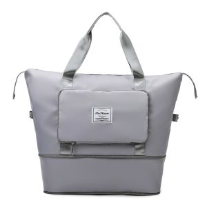 Large Capacity Folding Travel Luggage Bag Expandable Duffel Bag Waterproof Oxford Fabric Dry Wet Separation Sport Shoulder Bag For Women Men