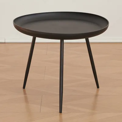 ODOROKU Modern Round Curved End Coffee Table Black White Side TableModern Round Metal End Table Simple Circle Accent Table for Outdoor Living Room Bedroom Bathroom Office