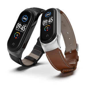 MIJOBS Strap for Xiaomi Mi Band 8 9 10 7 6 5 4 3 /Mi Band 8 / Mi Band 6 / mi smart band 9 Genuine Leather Strap Compatible with Xiaomi Mi Band 8 Mi band 9 8 7 Smart Band Replacement Bracelet