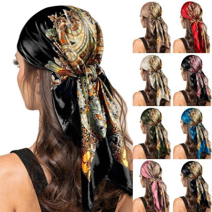 Large Square Satin Head Scarf Satin Hair Scarves Silk Bandana Scarf  Headscarf Silk Scarf for Women Lazada PH