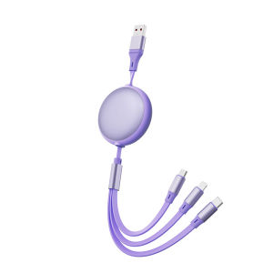 AU100w Super-fast charging retractable three-in-one charging cable compatible with Huawei Android and Apple devices 6A 3-in-1 data cable