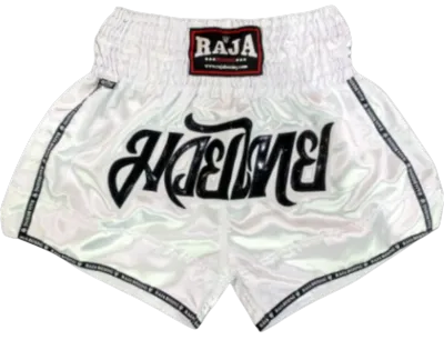 กางเกงมวยไทย กางเกงซ้อมชกมวย RAJA BOXING ปักมวยไทย (ผ้าต่วนแท้100%) Muay Thai Shorts