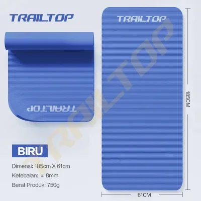 Trailtop Yoga Mat NBR Tebal 8/10MM Matras Yoga Premium Anti Slip 2 Sisi Alat Olahraga Di Rumah