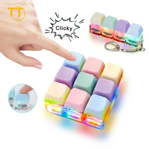 Tri-Town Mini Keyboard Keychain Toy Colorful Non-Light & Light-Up Version 4/5/9 Keys Fidget Toy Macaron Color