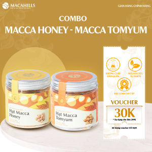 Combo 2 hộp Macca Vị Mật Ong thơm dịu và Macca vị Tomyum chua cay độc đáo hộp 100gr