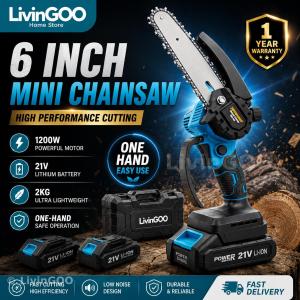 Chainsaw 6inch Cordless Chainsaw Saw Wood Pruning Cutter Gergaji Elektrik Mesin Potong Pokok