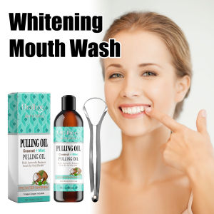 new Coconut Mint Pulling Oil Mouthwash Kit With Tongue Scraper Fresh Oral Breath Odor Removal Alcohol-Free Whiten Tool Mouth Care Free Shipping