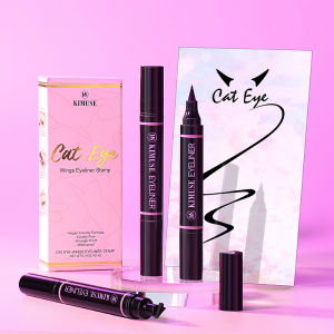 KIMUSE 2PCS/Set 3 Colour Double Head Waterproof Eyeliner Pen Cat Eye Winged Eye Eyeliner Cosmetic Seal Stamp Wings Eye Beauty Kit