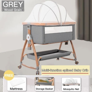 🔥SG Store🔥Multifunctional foldable baby crib removable portable newborn cradle bed European baby crib splicing big bed