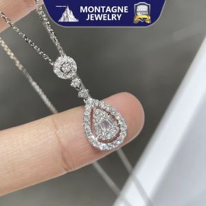 Montagne Jewelry 18K White Gold necklace for women Teardrop Design Diamond Inset Fine Jewellery Natural 0.5 Carat Diamond Pendant Neckalce