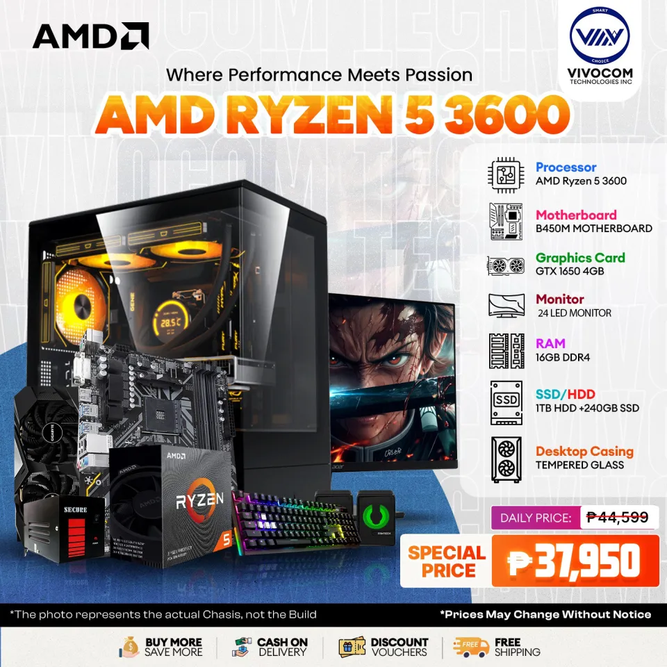 AMD Ryzen 3600 Six-Core B450M MOTHERBOARD 16GB DDR4 MEMORY