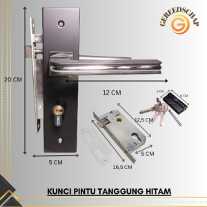 Kunci Pintu Hitam Tanggung Full Set SIlinder Handle Pintu