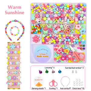 Mamibayi Diy Gelang Manik Diy Beaded 19Girds Set Perempuan Manik Gelang Kalung Mainan Edukasi Anak
