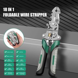 18-in-1 Foldable Multifunctional Pliers Set Heavy Duty Wire Stripper Cutter Crimping Tool Cable Puller Portable Hand Tool Kit for Electricians Technicians DIY Home Repair Electrical Work 【Original+24hours delivery】