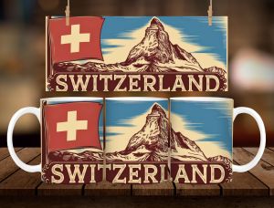 * 1 PC MUG WITH BOX * SWITZERLAND VINTAGE MUG DESIGN 11oz with BOX SOUVINER MUG