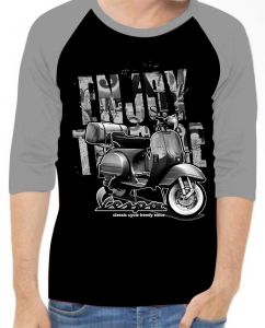 KAOS RAGLAN PRIA SABLON VESPA \ KAOS RAGLAN PRIA LENGAN 3\4 ATASAN PRIA / KAOS MURAH / KAOS DISTRO / KAOS SIMPLE / T-SHIRT PRIA