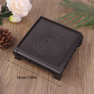 [Alex Do] Hot Sale Deep Brown Carving Wooden Look Plastic Base Tray Flowerpot Holder Round Square Multi-Functional Teapot Vase Fish Tank Base