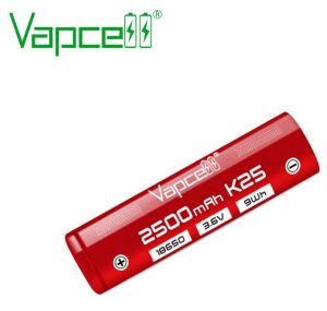(หัวแบน) ถ่านชาร์จ Vapcell 18650 3.7V k25 2500mAh 20A/35A