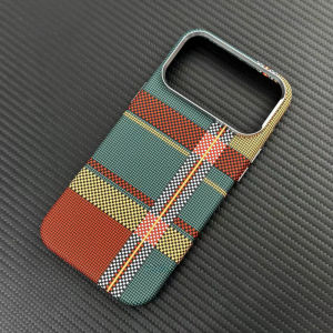 2026 New Plaid Mountain Case for iPhone 15 16 17 Pro Max Magnets Charging Back Cover Camera Lens Protection Phone Shell